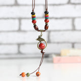 2017 New Peacock Necklace for Women Tassels Colorful Bead and Wood Boho bijoux Fashion jewelry Statement Necklace Maxi