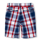 Boys Plaid Woven Shorts-MEN