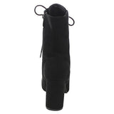 Cape Robbin Betisa-6 Women's Lace-Up Size Zipper Block Heel Ankle Booties