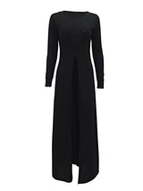 Womens Sexy High Front Split Long Sleeve Crewneck Clubwear Party Maxi Dress Tops