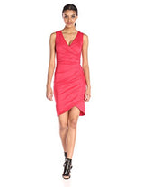 Nicole Miller Women's Cotton Metal V Neck Cross Tuck Dress