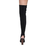 Cape Robbin Connie-1 Women's Over The Knee Peep Toe Stacked Heel Boots Half Size Big