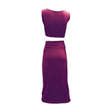 Women 2 Pieces Sexy Bandage V Neck Crop Top + Zip Skirt Outfits Club Party Dress