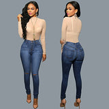 Sexy Women Elastic Butt Lift High waisted Casual Denim Ripped Holes Skinny Jeans