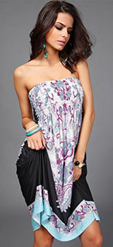 Shawhuaa Womens Sexy Vintage Strapless Summer Sun Dress Beachwear