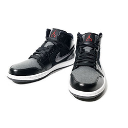 Jordan Men's Air 1 Mid PREM, BLACK/GYM RED-DARK GREY-WHITE
