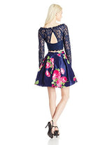 Sequin Hearts by My Michelle Junior's Two Piece Short Prom Dress with Long Sleeve Lace Top