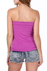 ANGVNS Women's Sexy Strapless Sleeveless Pleated Clubwear Plus Size Tube Top