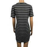 Women Dress,Haoricu Fall Vintage Autumn New Women Crew Neck Short Sleeve Striped Loose T-Shirt Dress Casual