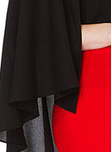 Azbro Fashion Women Stand Collar Cape Style Sheer Chiffon Shirt