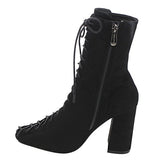 Cape Robbin Betisa-6 Women's Lace-Up Size Zipper Block Heel Ankle Booties