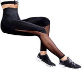 Lookatool Women Fitness Leggings High Waist Mesh Patchwork Skinny Push Up Pants