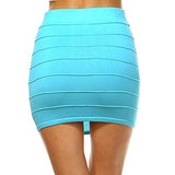 Fashionazzle Women's Basic Pintucked Mini Pencil Skirt Stretch Fabric