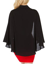 Azbro Fashion Women Stand Collar Cape Style Sheer Chiffon Shirt