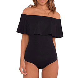 Orangeskycn Fashion Bardot Off Shoulder Sleeveless Frill Bodysuit Leotard Top (L) - Free + Shipping