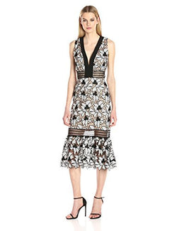 Nicole Miller Women's Nouveau Flowers V Neck Slvless Dress