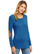 ROMWE Women's Loose Long Sleeve Elbow Patch T-Shirt