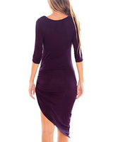 Women's Crew Slim Fit Midi Bodycon Asymmetrical Dress