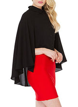 Azbro Fashion Women Stand Collar Cape Style Sheer Chiffon Shirt