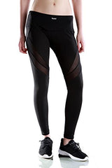 TALACCA Womens Active Mesh Yoga Capri Leggings w Pocket - High Waist Tight Workout Pants