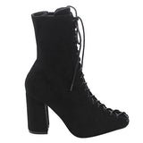 Cape Robbin Betisa-6 Women's Lace-Up Size Zipper Block Heel Ankle Booties