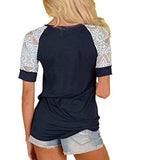 Lisingtool Women's Lace Short Sleeve T-Shirt Tee Blouse Casual Tops