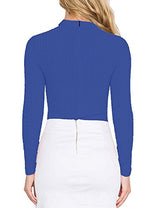 Allegrace Women Long Sleeve Sexy V Cut Stretch Bandage Leotard Bodysuit Jumpsuit