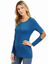 ROMWE Women's Loose Long Sleeve Elbow Patch T-Shirt - Free + Shipping