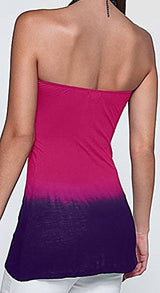 Baifern Women's Halter Off-shoulder Backless Gradient Blouses