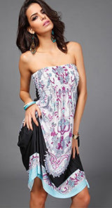 Shawhuaa Womens Sexy Vintage Strapless Summer Sun Dress Beachwear - Free + Shipping
