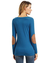 ROMWE Women's Loose Long Sleeve Elbow Patch T-Shirt - Free + Shipping