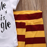 Baby Boys Girls Snuggle this Muggle Short Sleeve Bodysuit and Striped Pants Outfit with Hat (70 (0-6M), White+Yellow)