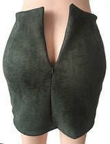 Allegrace Women Sexy Lace Up Bodycon Faux Suede Fashion Big Pocket Mini Skirt