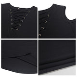OLUOLIN Women's Sexy Off-Shoulder Tops Stretchy Ribbed Lace Up Shirt Blouses - Free + Shipping