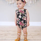 Cute Adorable Floral Romper Baby Girls Sleeveless Tassel Romper One-pieces +Headband Sunsuit Outfit Clothes