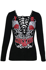 Astylish Women Sexy Casual Printed V-neck Long sleeve Bandage T-shirt Tops Tees