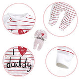 Unisex Long Sleeve "I Love Daddy" Romper Pajama Suit Footies with Stripe Pattern