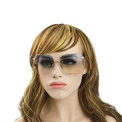 MINCL/Hot Oversized Rimless Sunglasses Women Clear Lens Eyewear