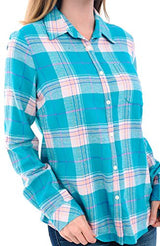 Del Rossa Women's Flannel Shirt, Button-Down Cotton Boyfriend Top