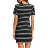 Women Dress,Haoricu Fall Vintage Autumn New Women Crew Neck Short Sleeve Striped Loose T-Shirt Dress Casual