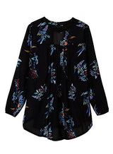 Obazidou Women Casual See Through Floral Print Long Sleeve Chiffon Shirt Blouse Tops - Free + Shipping