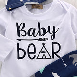 Unisex Toddler Infant Newborn Girl Boy Baby Bear Romper Pants 3pcs Outfits Set