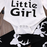 Baby Girls Daddy's Little Girl Long Sleeve Bodysuit and Deer Pants Outfit with Hat