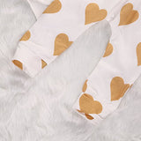 Baby Boys Girls Long Sleeve Gold Heart Romper Pants Headband 3pcs Outfits