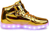 Poppin Kicks Unisex Adults LED Light Up Shoes Men Women Metallic Leather High Top Sneakers - Free + Shipping