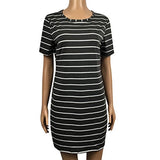 Women Dress,Haoricu Fall Vintage Autumn New Women Crew Neck Short Sleeve Striped Loose T-Shirt Dress Casual