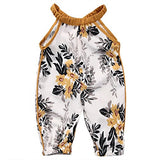 Newborn Baby Girls Round Collar Sleeveless Floral Romper Harem Cropped Pants