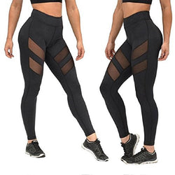 Lookatool Women High Waist Skinny Leggings of Patchwork Mesh Push Up Yoga Pants - Free + Shipping