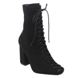 Cape Robbin Betisa-6 Women's Lace-Up Size Zipper Block Heel Ankle Booties