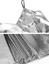 Romanstii Women Spaghetti Strap V-Neck Wet Look Clubwear Tank Tops